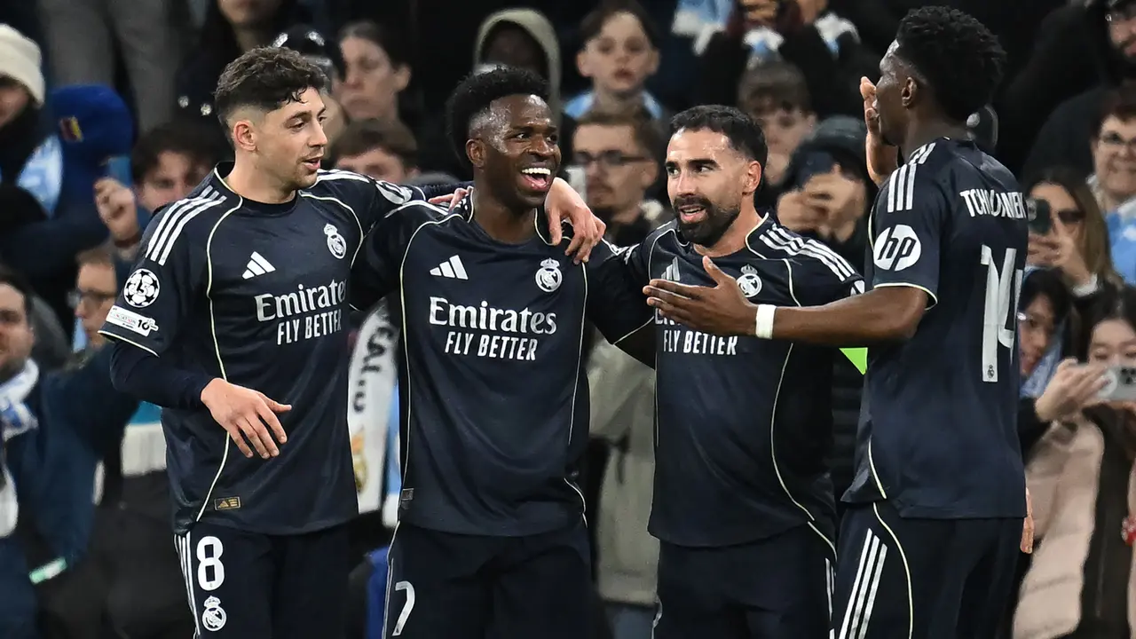 Foto: Dua Gol Vincius Jr untuk Real Madrid Pulangkan Manchester City di Babak 16 Besar Liga Champions