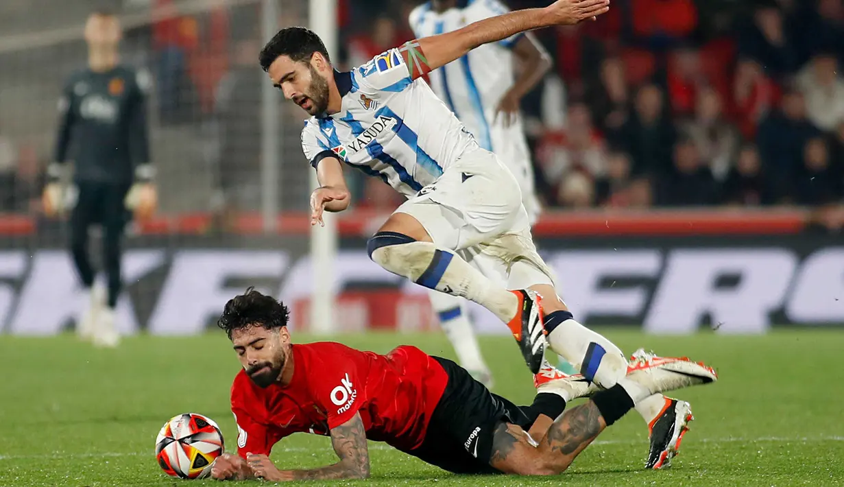 Sementara, Real Sociedad berusaha menjaga momentum untuk meraih sukses di dua kompetisi piala musim ini. (JAIME REINA/AFP)