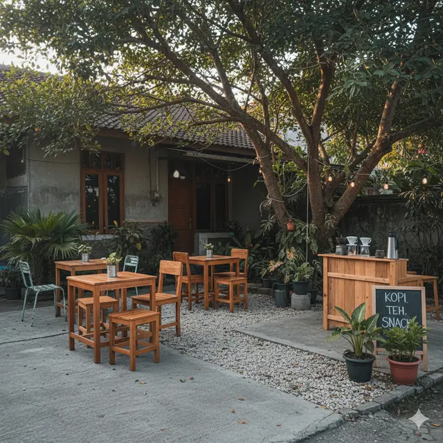 Warung kopi di teras rumah (Foto: ChatGPT)