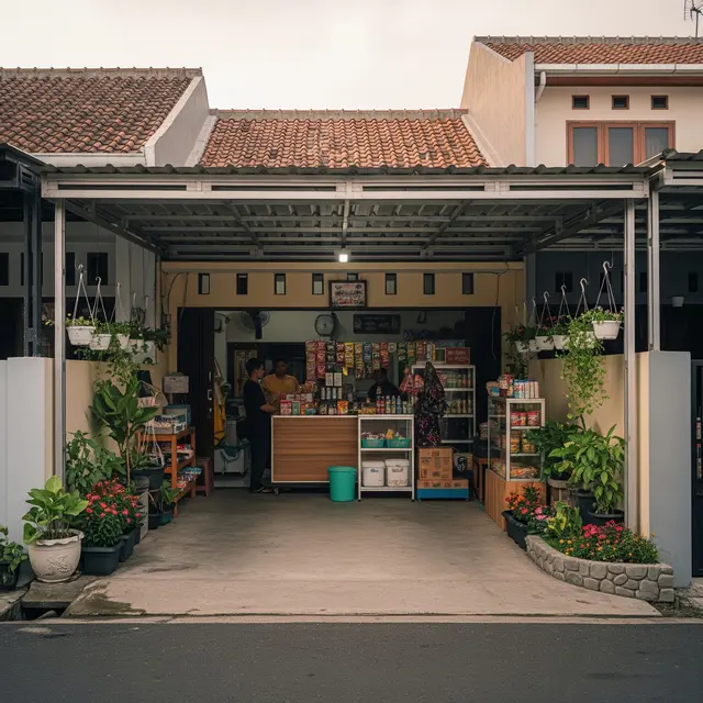 Cara Memanfaatkan Sudut Carport Menjadi Tempat Usaha yang Menarik (AI)