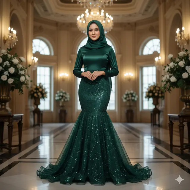 Model Gamis Terbaru Kombinasi Tile