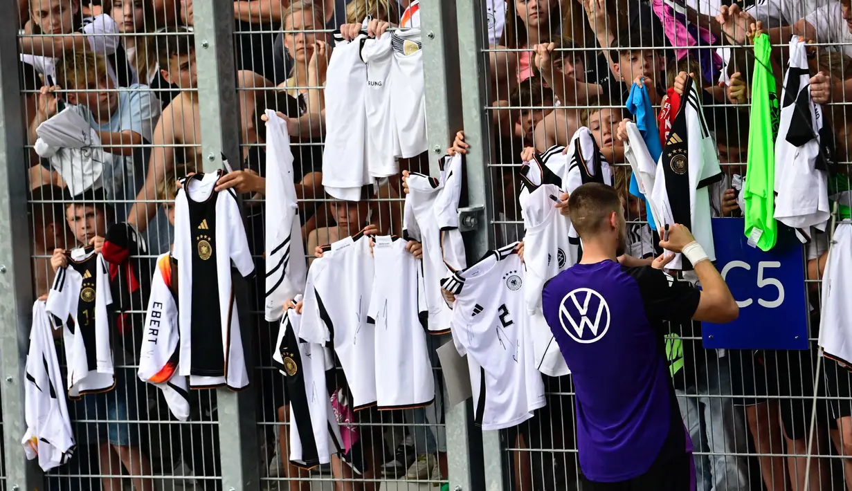 Di EURO 2024, timnas Jerman berada di grup A bersama Skotlandia, Hungaria, dan Swiss. (Tobias SCHWARZ/AFP)