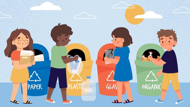 Ilustrasi mengelola sampah