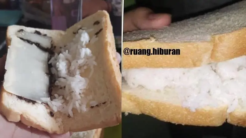 6 Potret Absurd Makan Roti Pakai Nasi Ini Bikin Geleng Kepala