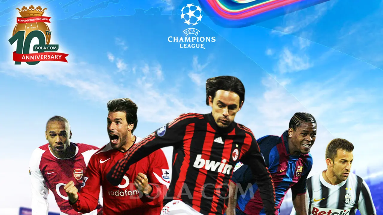 Artikel 10 Tahun Bola.com - Liga Champions, Alessandro Del Piero, Ruud van Nistelrooy, Patrick Kluivert, Filipo Inzaghi, Thierry Henry