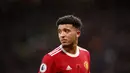 Jadon Sancho - Winger Setan Merah ini harus menelan pil pahit usai terdepak dari skuad Timnas Inggris. Penampilan Sancho yang masih melempem bersama MU membuat Pelatih Inggris Gareth Southgate tidak memanggilnya pada Kualifikasi Piala Dunia 2022. (AFP/Oli Scarff)