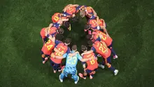 Para pemain Timnas Spanyol berkumpul sebelum pertandingan Grup H Piala Dunia 2026 antara Spanyol dan Cabo Verde di Stadion Atlanta pada 16 Juni 2026 di Atlanta, Georgia. (Justin Setterfield/Getty Images via AFP)
