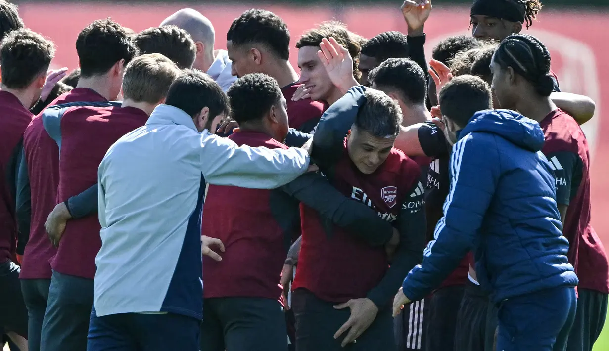 Liga Champions menjadi satu-satunya kompetisi yang tersisa di luar Liga Inggris. Arsenal sebelumnya kalah dari Man City di final Carabao Cup dan secara mengejutkan tersingkir dari perempatfinal Piala FA setelah kalah dari Southampton. (AFP/Glyn Kirk)