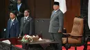 Presiden Indonesia Prabowo Subianto  saat tiba menghadiri Sidang Tahunan MPR RI dan Sidang bersama DPR dan DPD RI tahun 2026 di Gedung Nusantara, Kompleks Parlemen, Senayan, Jakarta, Jumat, 14 Agustus 2026. (AFP/ Bay Ismoyo)