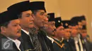 Presiden Joko Widodo (ketiga kiri) saat menghadiri acara peringatan Milad ke-17 PBB serta pelantikan pengurus PBB 2015-2020 di Jakarta, Senin (10/8/2015). Menurut Yusril, kehadiran Presiden mempunyai arti penting bagi PBB. (Liputan6.com/Herman Zakharia)