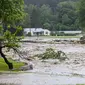 Penampakan banjir di Windham, Vermont, Amerika Serikat, pada Senin (10/7/2023). (Dok. AFP)