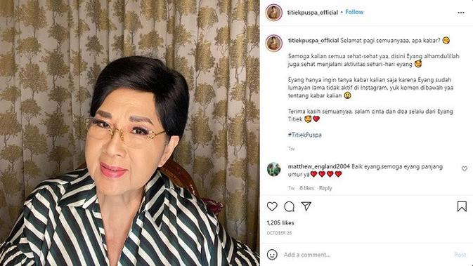 Gambar Tangkapan Layar Unggahan dari Akun Instagram @titiekpuspa_official.