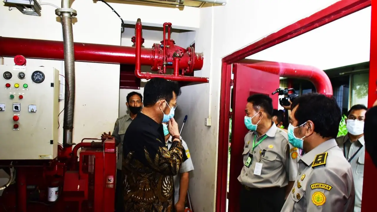 Mentan, Syahrul Yasin Limpo melakukan pengecekan fasilitas kemanan dan penunjang lainnya di lingkungan Kantor Pusat Kementan. (Dok Kementan)
