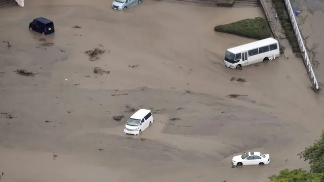Banjir di Iwajima, Jepang. (AP)