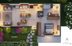 9 Inspirasi Denah Rumah Sederhana dengan Dapur Terbuka di Kampung, Nyaman dan Lapang