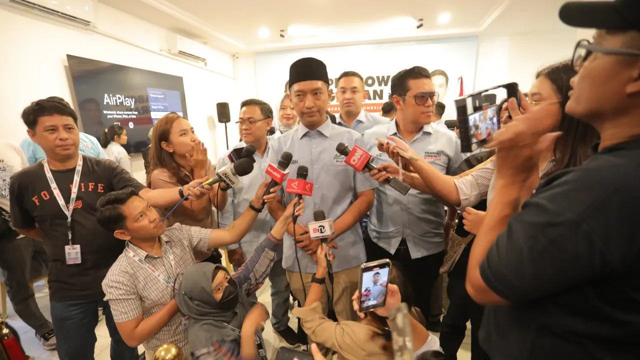 Konferensi pers TKN Prabowo-Gibran di Kebayoran Baru, Jakarta Selatan, Kamis (21/12/2023).