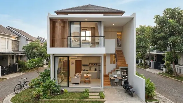 Rumah dengan Kamar di Lantai Atas dan Area Servis di Bawah