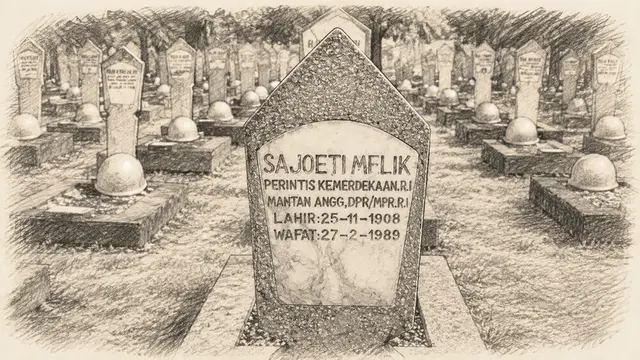 Batu nisan makam Sayuti Melik di Taman Makam Pahlawan Kalibata. (Istimewa)