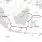 Peta kabel telekomunikasi bawah laut di Indonesia. (Doc: Submarine Cable Map)