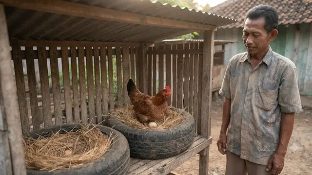 Cara Membuat Tempat Bertelur Ayam dari Ban Bekas