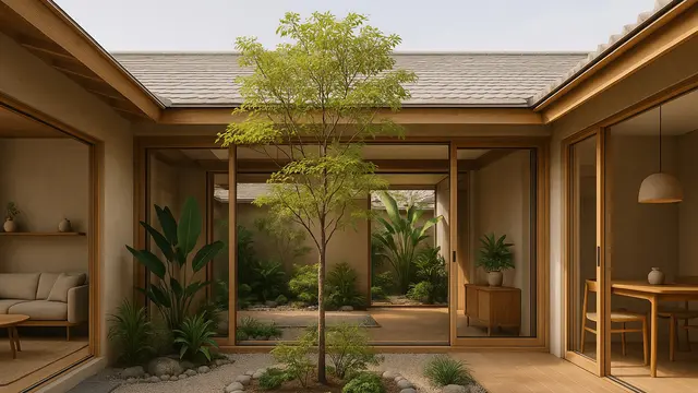 Model Rumah 7x10 Meter dengan Nuansa Japandi Earth Tone yang Cozy ala Pinterest/Ilustrasi gambar oleh AI