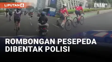 Ngeyel Pakai Jalan Raya, Rombongan Pesepeda Dibentak Polisi