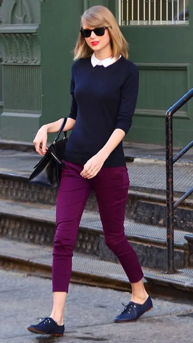 Gaya busana sehari-hari dari penyanyi cantik Taylor Swift. (sumber foto: instyle/pinterest)