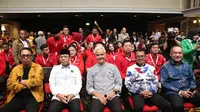 Pelaksana tugas (Plt) Ketua Umum PPP Mardiono saat membuka pelatihan juru kampanye (jurkam) pemenangan Ganjar Pranowo untuk Pilpres 2024 di Inews Tower, Kebon Sirih, Jakarta Pusat, Senin (17/7/2023).