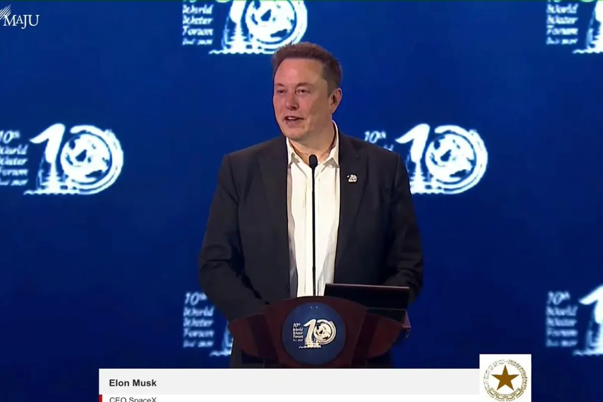 CEO Tesla sekaligus Space X Elon Musk saat berpidato di World Water Forum (WWF) ke-10 di Bali.