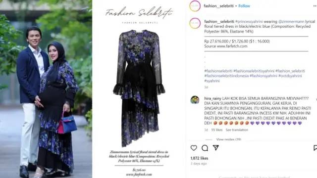 Unggah Foto dengan Reino Barack, Baju Syahrini Ternyata Dibuat dari Bahan Daur Ulang dan Dicuci Secara Khusus