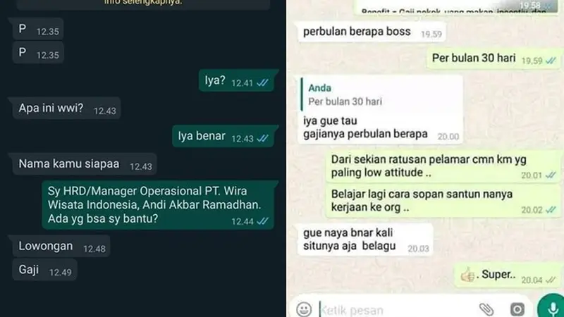 6 Chat Pelamar Kerja Tanya Gaji ke HRD Ini Bikin Geregetan