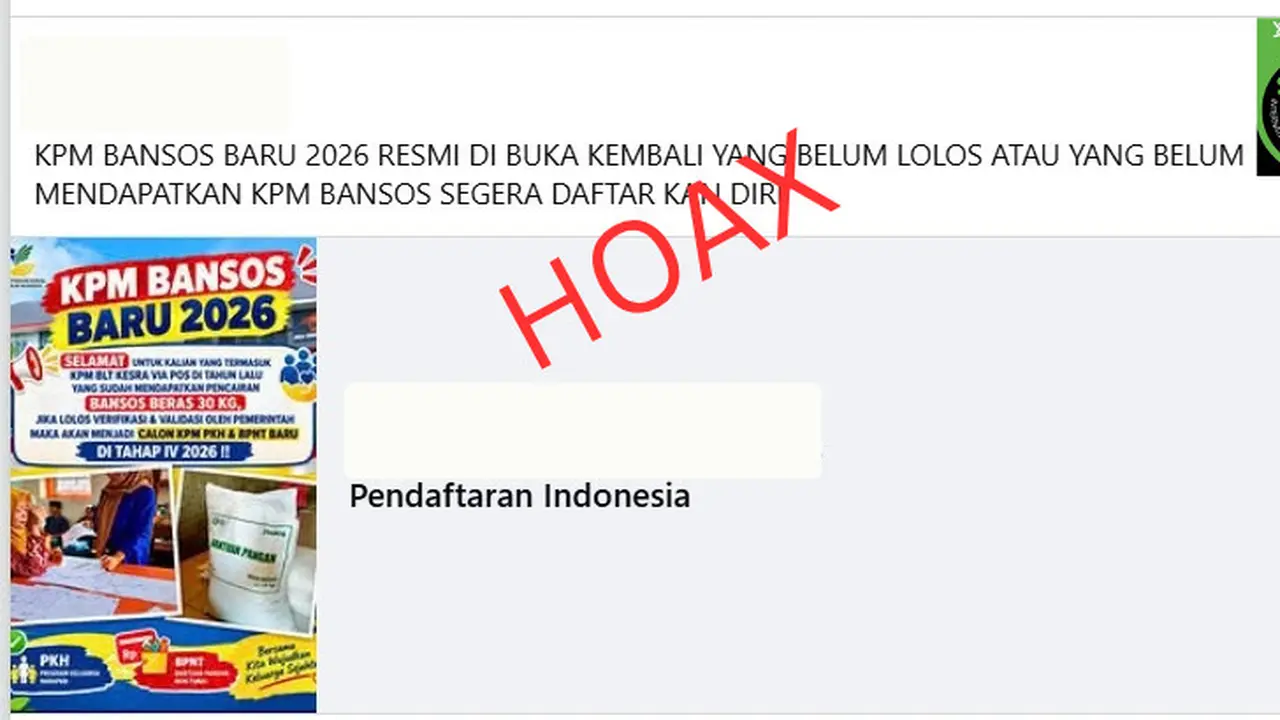Cek Fakta Liputan6.com menemukan klaim tautan pendaftaran Keluarga Penerima Manfaat (KPM) Bantuan Sosial (Bansos) Beras 2026.