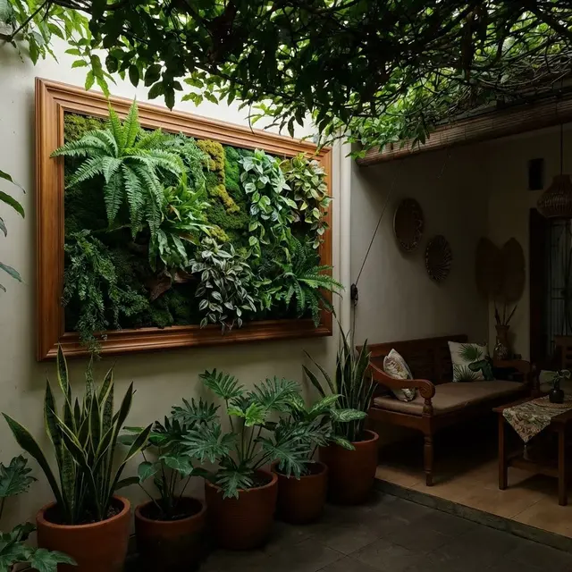 Desain Teras Rumah Kecil Tapi Asri dengan Kebun Vertikal