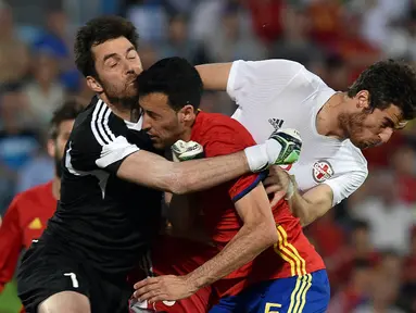 Spanyol secara mengejutkan takluk 0-1 dari Georgia pada laga persahabatan di Coliseum Alfonso Perez, Madrid, Rabu (8/6/2016) dini hari WIB. (AFP/Gerard Julien)
