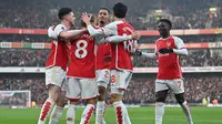 Arsenal meraih kemenangan 2-1 atas Wolverhampton Wanderers pada laga pekan ke-14 Premier League 2023/2024, Sabtu (2/12/2023) malam WIB. (AFP/Glyn Kirk)