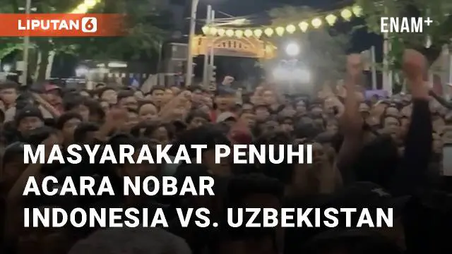 Beredar video di sosmed terkait momen nobar masyarakat di Semarang. Senin (29/4/2024). Kegiatan nobar ini dalam rangka mendukung Timnas Indonesia lawan Uzbekistan