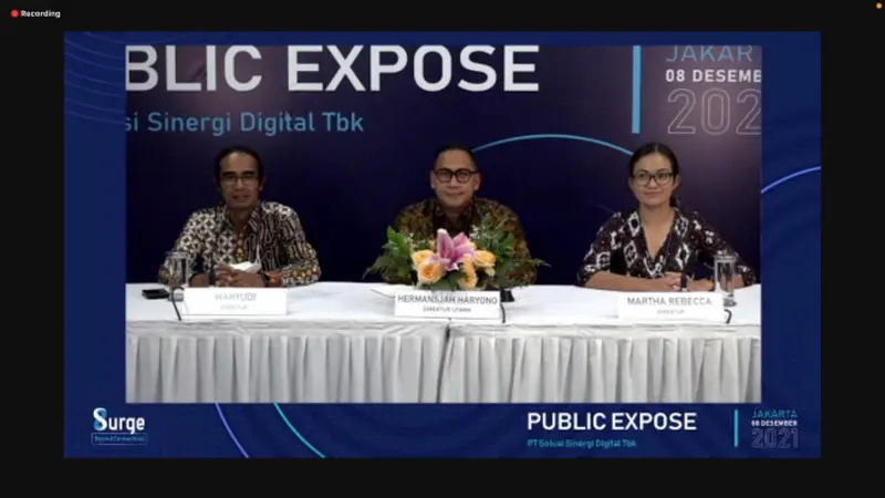 Paparan publik PT Solusi Sinergi Digital Tbk (WIFI) atau Surge pada Rabu (8/12/2021) (Foto: tangkapan layar)