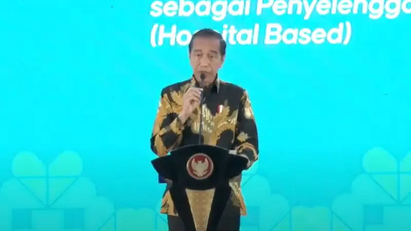 Presiden Joko Widodo (Jokowi) meresmikan peluncuran Program Pendidikan Dokter Spesialis (PPDS) yang Berbasis Rumah Sakit Pendidikan sebagai Penyelenggara Utama (RSPPU). (Foto: Tangkapan Layar Youtube Kemenkes)