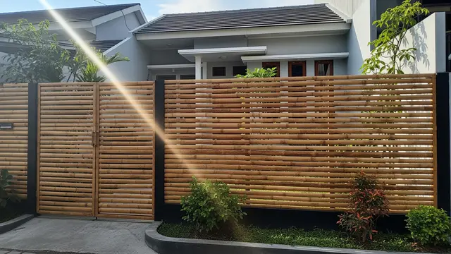 Model Pagar Rumah Subsidi dari Bambu yang Modern