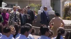 Duke dan Duchess of Sussex Inggris, Pangeran Harry dan Meghan menerima sambutan tradisional Maori (powhiri) di Rotorua pada hari Rabu di hari terakhir dari tur mereka ke Pasifik Selatan.