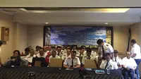 Serikat Pekerja PT Garuda Indonesia Bersatu dalam konferensi pers Kondisi PT Garuda Indonesia (Persero) Tbk , Senin (23/1/2018).