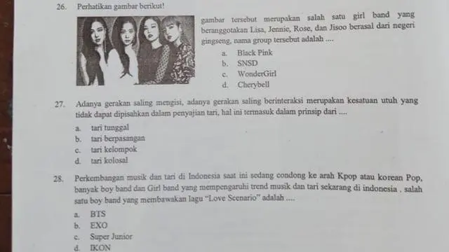 6 Soal Ujian Pakai Foto Artis Ini Bikin Murid Geleng Kepala