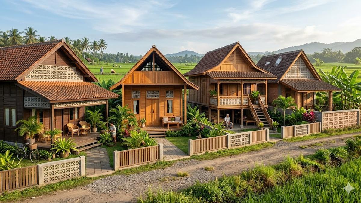 10 Inspirasi Rumah Desa Kombinasi Kayu dan Roster agar Lebih Adem, Sejuk Estetik