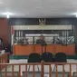 Sidang secara virtual di Pengadilan Korupsi Pekanbaru karena pandemi Covid-19. (Liputan6.com/M Syukur)