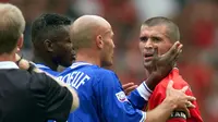  Roy Keane saat menjadi pemain telah mengoleksi 11 kartu merah dalam kariernya dengan Manchester United. Dia juga terkenal saat berseteru dengan Patrick Viera pada Liga Premier Inggris. (AFP/Adrian Dennis)