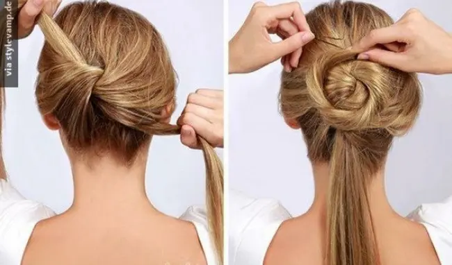Coba ikuti langkah mudah mengaplikasikan gaya rambut twisted bun yang satu ini. (Foto: Bright Side)
