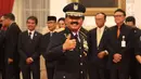 Marsekal Hadi Tjahjanto jelang mengikuti upacara pengambilan sumpah dan pelantikan sebagai Panglima TNI di Istana Negara, Jakarta, Jumat (8/12). Hadi Tjahjanto mengantikan Gatot Nurmantyo. (Liputan6.com/Angga Yuniar)