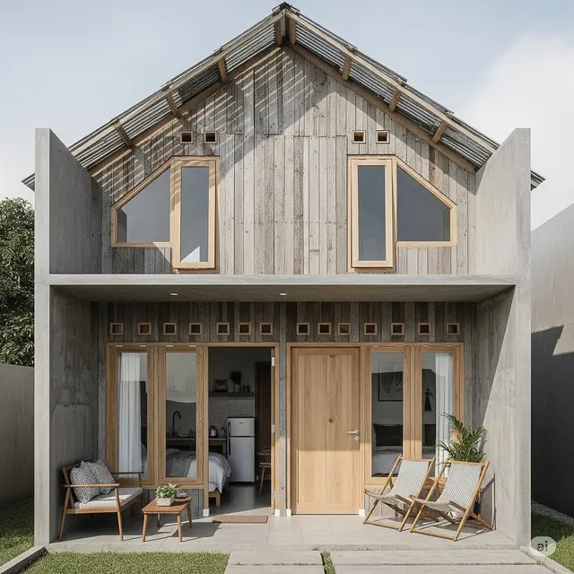 Desain Rumah 2 Lantai Sederhana dan Biaya 100 Juta. Foto: Gemini
