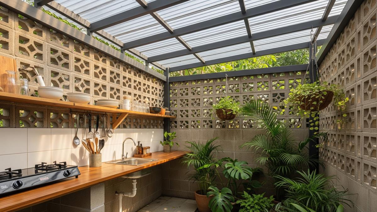 8 Model Dapur Semi Outdoor dengan Atap Polycarbonate Bergelombang, Estetik dan Anti Pengap