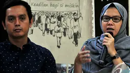 Yati dari Kontras (kanan) menilai pembebasan Pollycarpus menyakiti rasa keadilan di masyarakat, Jakarta, Rabu (3/12/2014). (Liputan6.com/Johan Tallo)